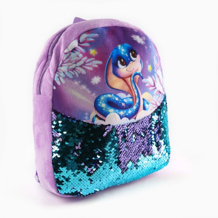Baby backpack "Snake" with sequins, 23*28 cm, purple color-2