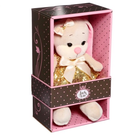 Soft toy "Bunny Lin in a gold dress with sequins", 20 cm-3