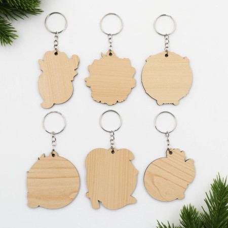Wooden keychain "The best year", a mix of 6 pieces-2