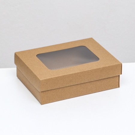 The box is folding, the lid is, with a window, craft, 16.5 x 12.5 x 5.2 cm