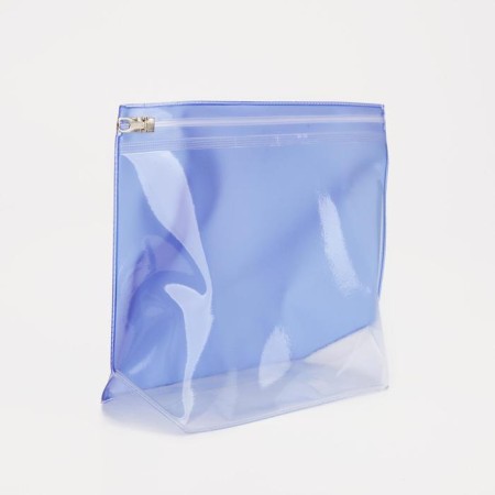 Cosmetic bag with zip-gl, transparent/blue color-1