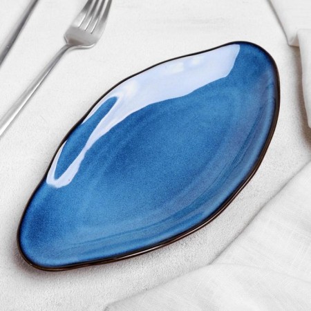 Ceramic oval "Galaxy", 23 × 12 cm, a mix of a blue shade-1