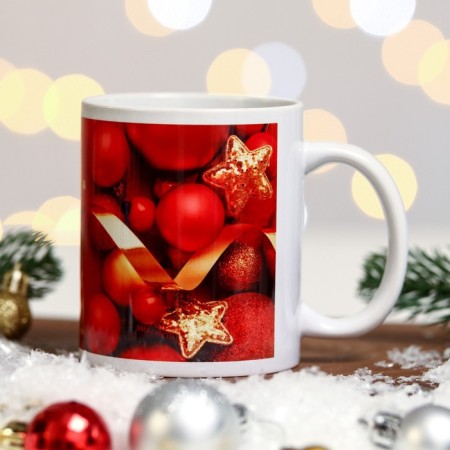 Mug "Happy New Year!" toys, red background, 320 ml-2