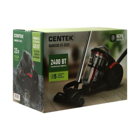 Vacuum cleaner Centec CT-2523, 2400/420 W, 1.2 l, red-black-2