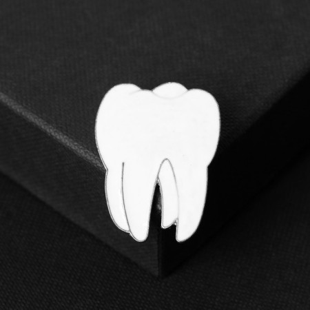 Brooch "Medicine" tooth, white color in silver-1