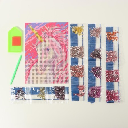 Diamond mosaic with partial filling on the canvas "Unicorn", 15 x 21 cm-3