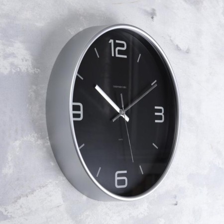 Wall clock, series: interior, "Edith", D-30.5 cm, silver-1