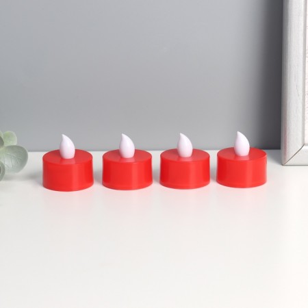 LED candles, spinkers Led Risalux “Make lighter” set of 4 pcs., Red, RGB, 3.5 × 3.5 × 4 cm-1