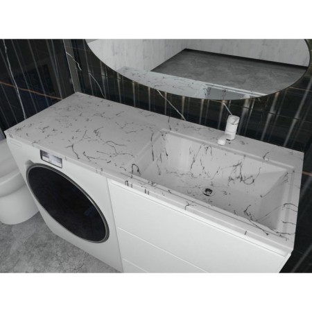 Sink over the Uperwood washing machine Marsal 120 cm, right, white marble