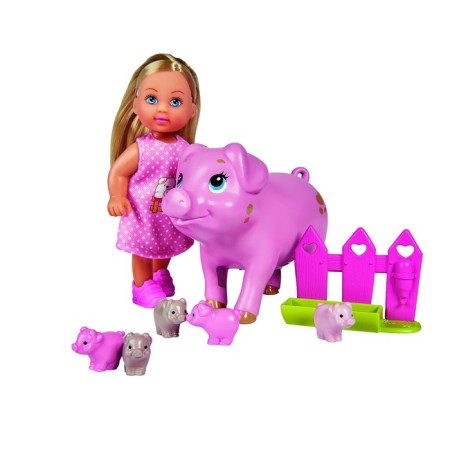 Doll "Evi" 12 cm, with lead and piglets