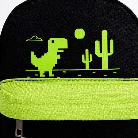School textile backpack with pocket "Dinosaurus", a reflector. Elements, 27x23 x 10 cm-2
