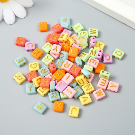 Beads for creativity plastic "Golden English letters" Color set 20 grams 0.4x0.8x0.8 cm 923357
