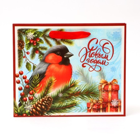 New Year. New Year's Paper Gift Package, Happy New Year, 24 x 20 x 11 cm.-1