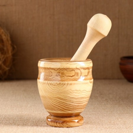 Set: a mortar with a pestle, ash, 13 cm, mix-20