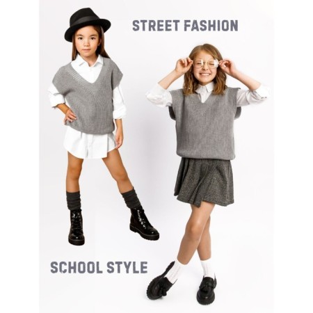 Жилет для девочки Amarobaby Knit, рост 134 см, цвет серый-5