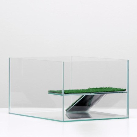 Terrarium for turtles 25 liters, without a lid with a shelf and a ladder, 40 x 29 x 22 cm-2