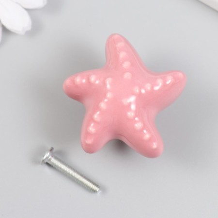 Handle for the casket ceramics, metal "Moskaya star" pink 4.6x4.6x3.3 cm