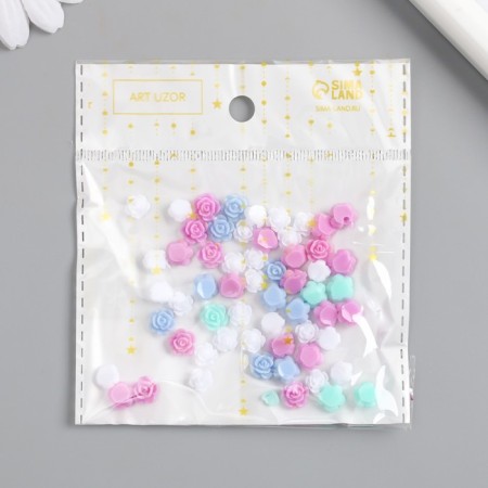 Decor for creativity Plastic "Rose" set 60 pcs pastel mix 0.8x0.8 cm-3