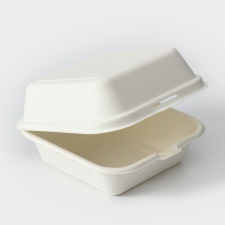 Lunch - boxing, box for bento -trap and burger, 15.2 × 15.2 × 8 cm, sugarcane, 50 pcs/units-1