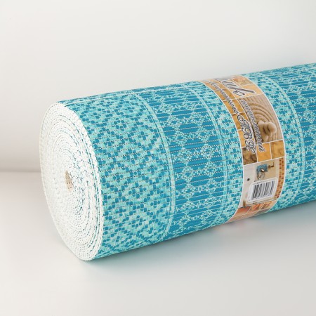 Bathroom mat "Squares", width 1.3 m, roll 15 m, blue color-2