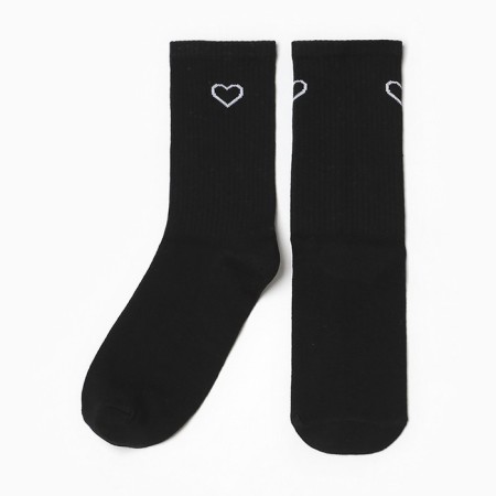 Women's socks "heart", black color, size 23-25