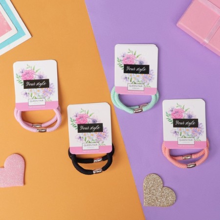 Hair gum "Sport" (set 2 pcs) holes summer, 5.5 cm, mix-2