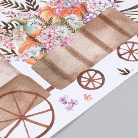 Sticker Plastic Interior color "Hedgehog-Mashinist with flowers" set 2 sheets 30x90 cm-2