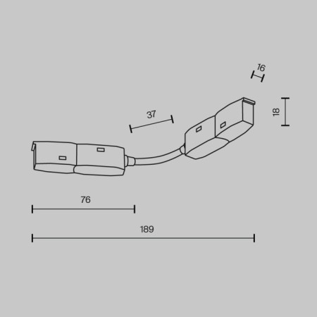 Radius power connector for the track system Technical TRA034CS-W, 19x1.6x1.8 cm, white color-5