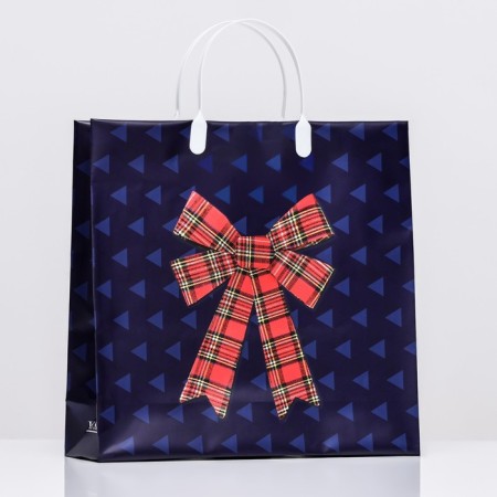 Gift package "Bow on blue", soft plastic, 30 x 30 cm, 120 μm