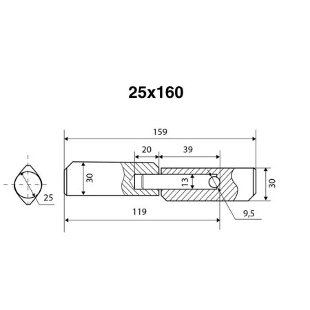 Bulat loop "Bulat" 25x160 kapl. with spine. ball, for welding (20)-1