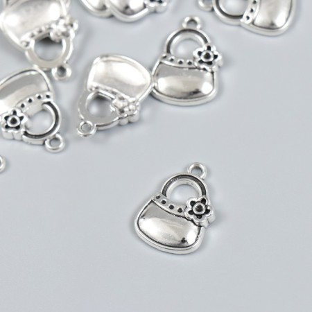 Decor for creativity Metal "Bag with flower" set 12 pcs silver 1.3x1.9 cm