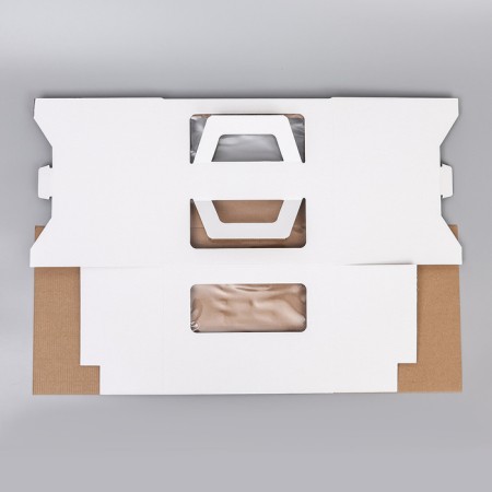 Box for cake 2 windows, with handles, white, 26 x 26 x 20 cm-4