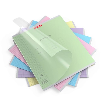 Notebook 24 sheets in the Erichkrause cage "Coverpro classics", plastic cover, coated cardboard, offset block 100% whiteness, mix