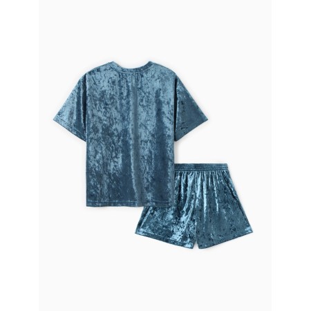 The female set (T -shirt and shorts) KAFTAN VELVET p. 48-50, blue-12