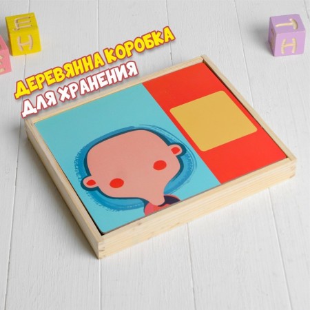 Magnetic designer "Funny faces": cards, marker, magnetic elements-4