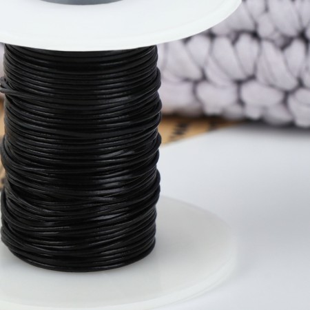 Weaving cord, genuine leather, d = 1 mm, 10 ± 0.5 m, black color-1