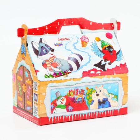 New Year. Gift box New Year's feeder "wooden" with animation 26.4 x 14 x 18.5 cm.-2
