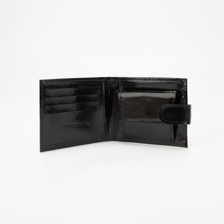 Women's wallet on the Textura button, black color-3