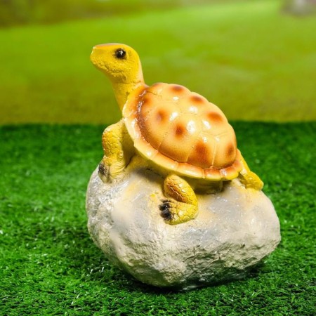 Garden figure "Turtle on Stone" 11.5x11.5x17cm-1