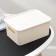 Storage basket with a birch bark lid, 3 l, 23.5 × 17.3 × 10.5 cm, ivory color