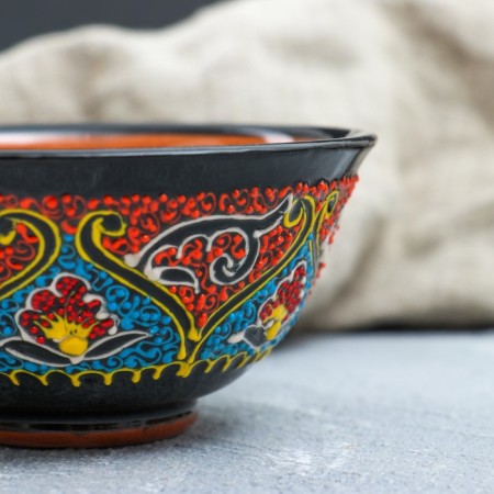 PIALA Tea Rishtan ceramics "Samarkand" Big, 11 cm, mix-4