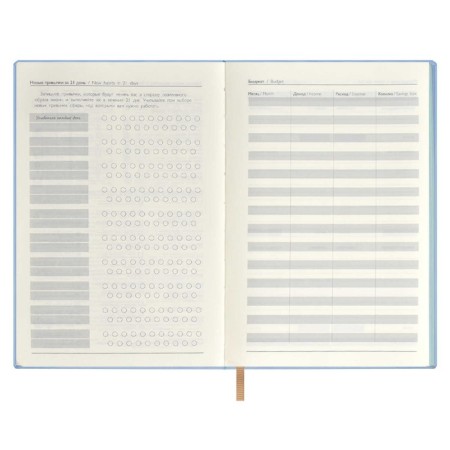 Diary of Leduced A5, 120 Escalada sheets, soft binding, artificial leather "Nappa", foil embossing, white offset 70 g/m², blue-7