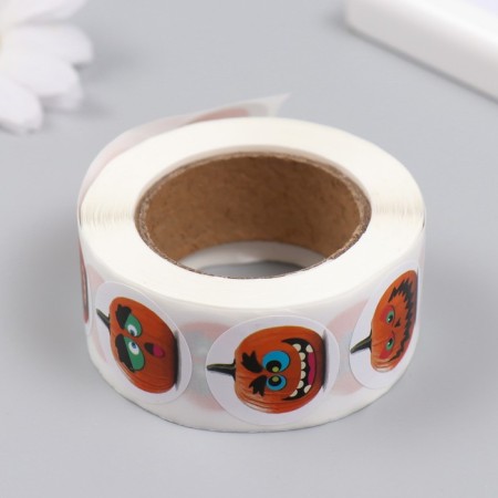 Stick Paper "Halloween. Funny pumpkin" d = 2.5 cm 500 pcs in the roll-2