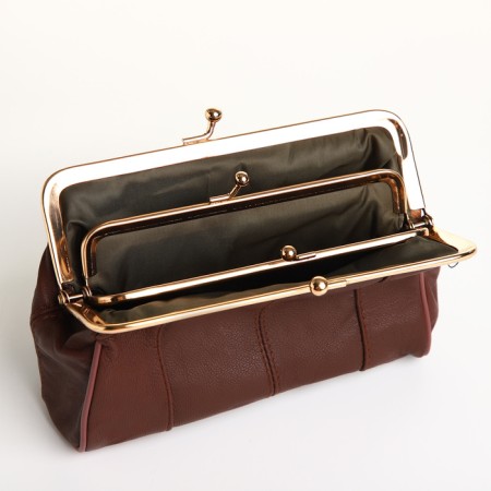 Cosmetic bag, 2 departments, outer pocket, brown color-2