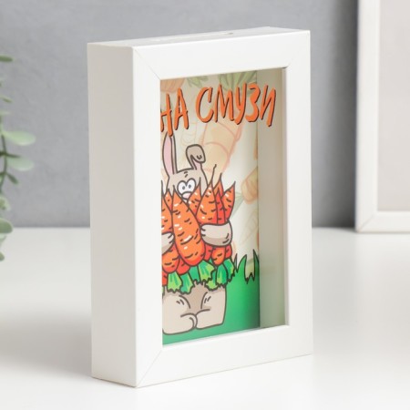 Interior plastic piggy bank "A hare with carrots - on a smoothie" 17x12x3.8 cm-1