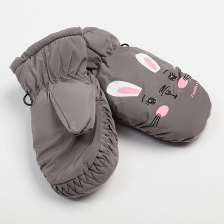 Mittens of winter children's minku, gray color, size 16 (18 cm)-1