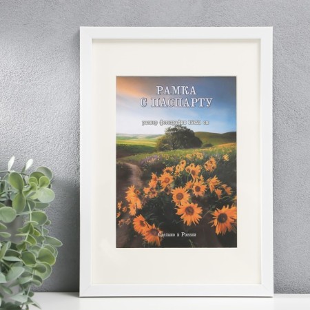 Photo frame plastic 21x30 cm (Paspartt 15x20 cm), white-1