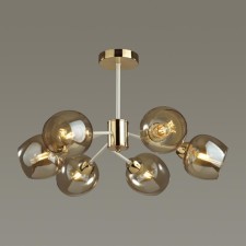 Люстра потолочная Lumion. Odell, 6х60Вт, E27, цвет белый, золотой