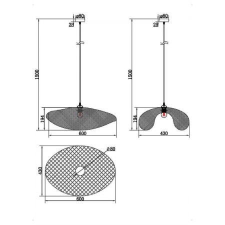 Suspension lamp Freya Wavy, E27, 1x60 W, 300x430x600 mm-12