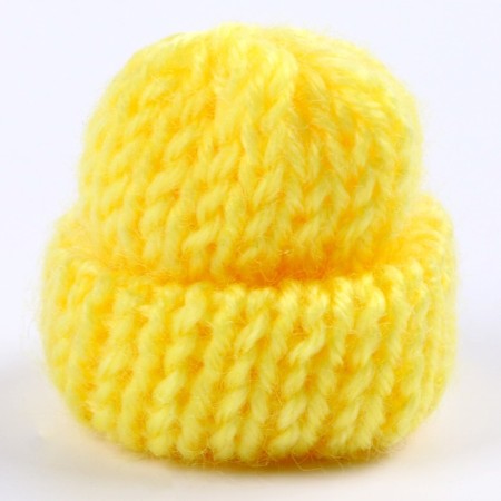 A knitting hat knitted, set 10 pcs., Yellow color, size 1 pc. - 3 × 4 cm-2